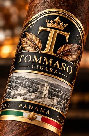 Tommaso cigar with black and gold band